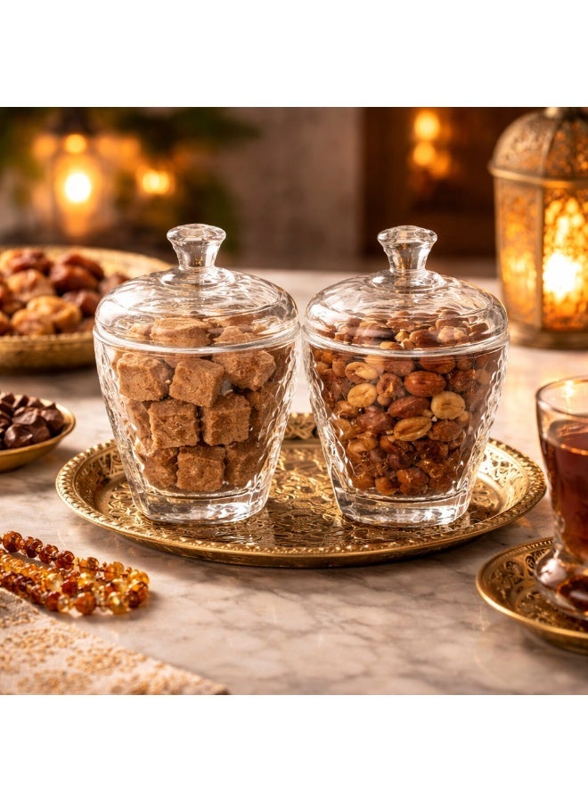 Green Apple Set of 2 multi-purpose clear glass sugar bowls - Image 1